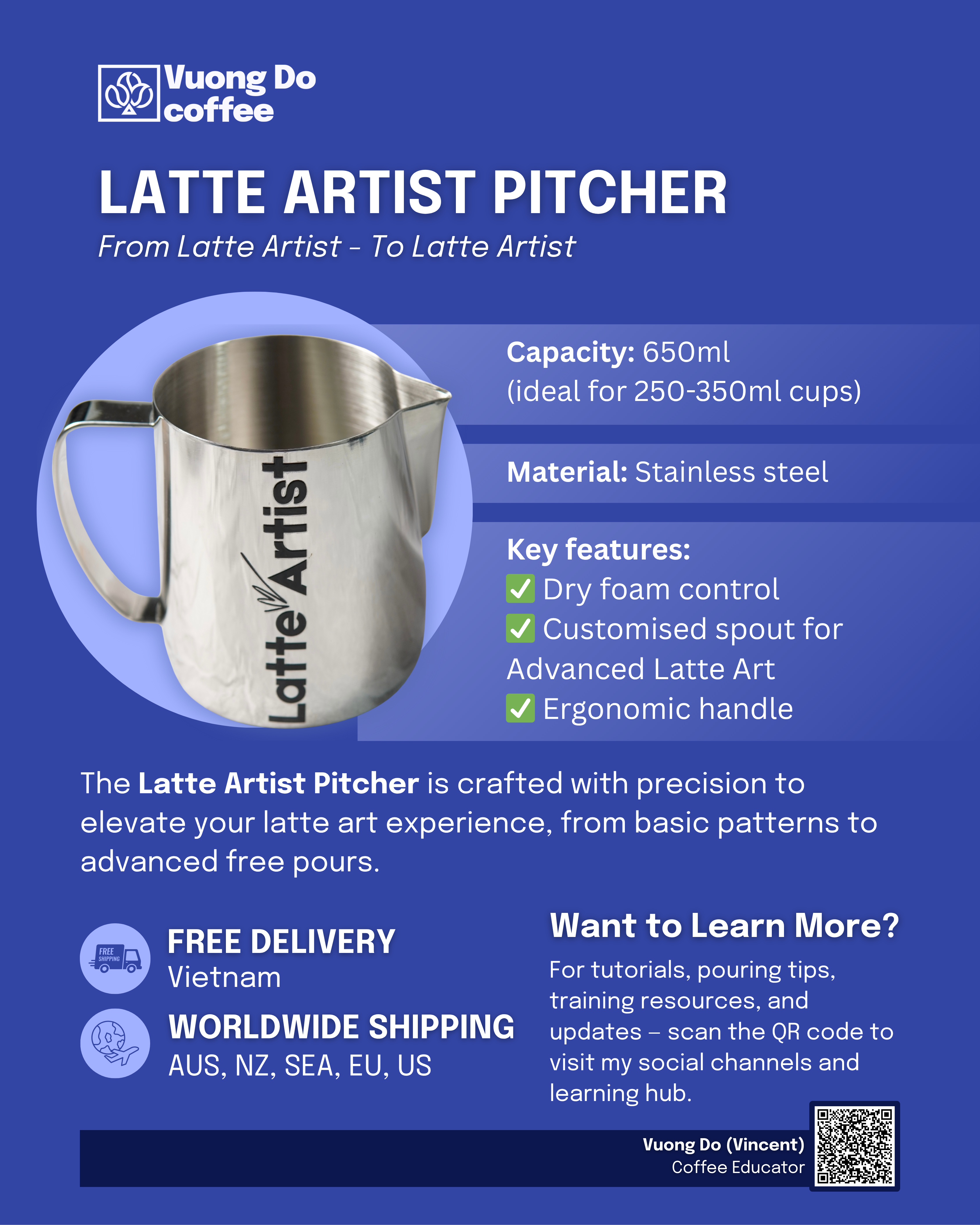 Latte Artist Milk Pitcher - Assault Rifle (650ml)